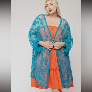 30. Women's Sheer Teal Kimono